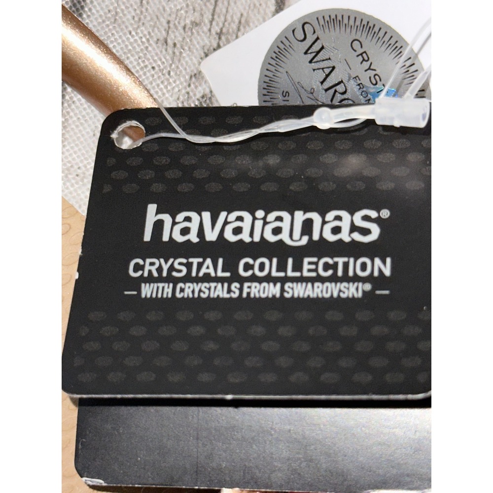 Havaianas Crystal Flip Flops Ballet Rose Gold Swarovski Women 11/12 NEW - Picture 3 of 9